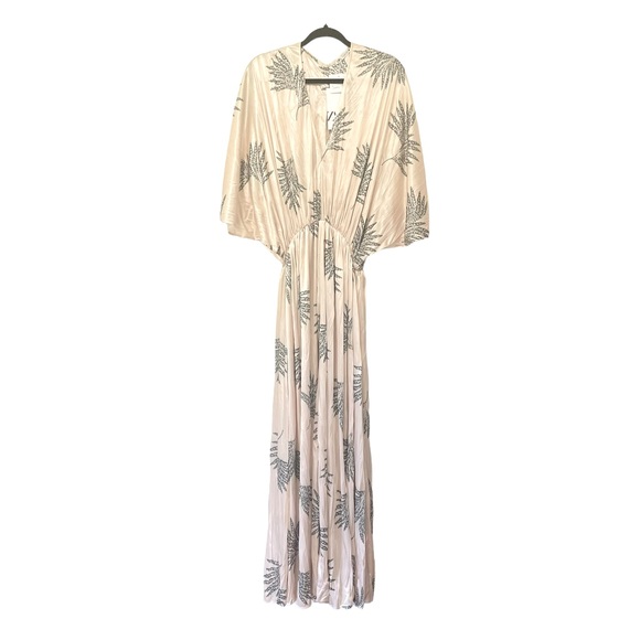 ZARA | NWT Wrinkled Effect Printed Satin Maxi Dress in Ecru, Size Medium - Picture 8 of 13